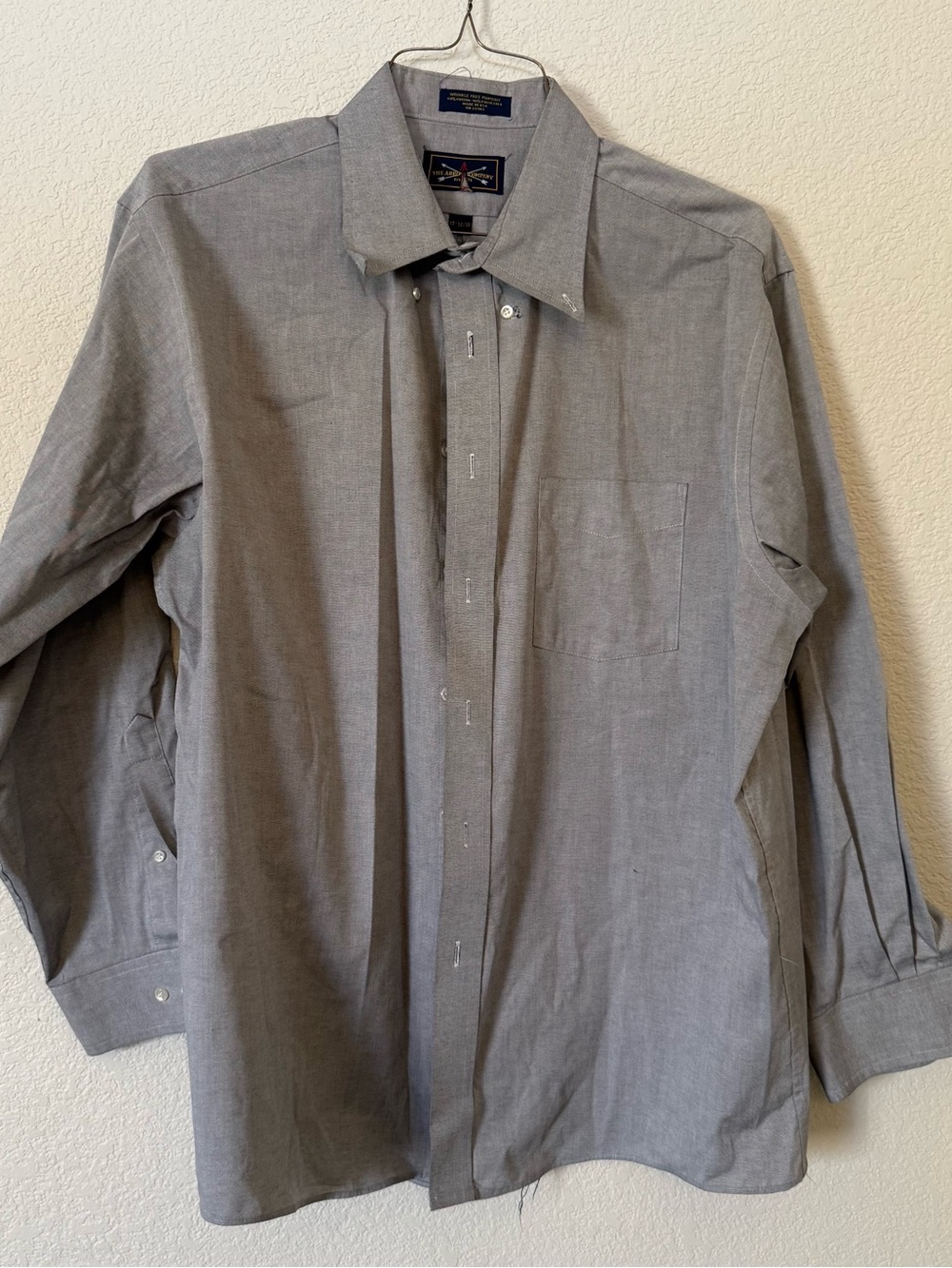 Vintage 90s Arrow Co Men's Dress Shirt 17-32/33 Made in USA UNITE Union Tag Grey